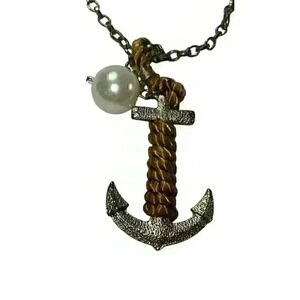 Anchor Necklace with faux pearl